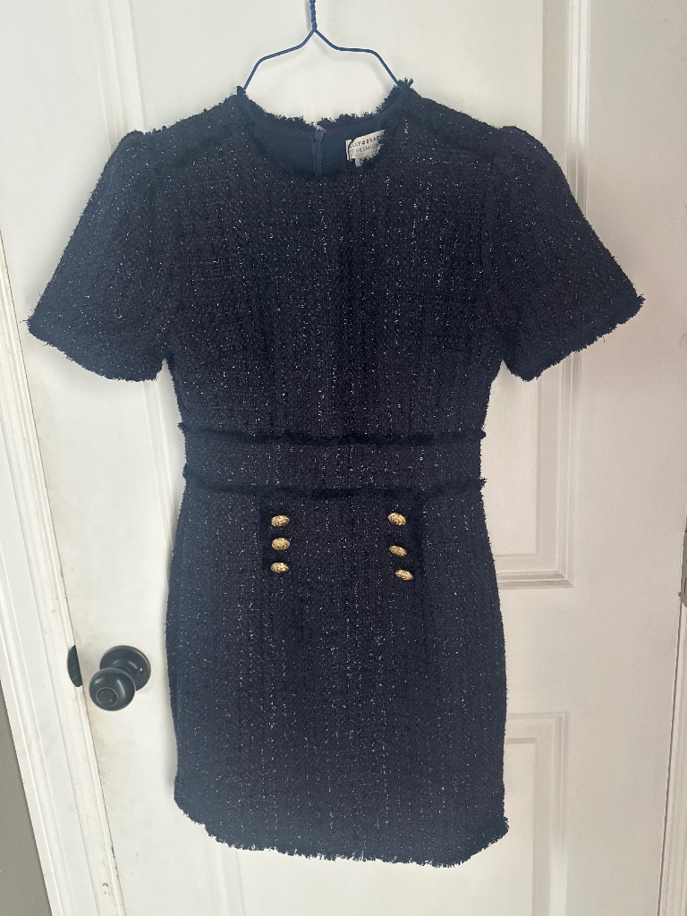 Navy Silver Molly Bracken Designer Dress XS NWT